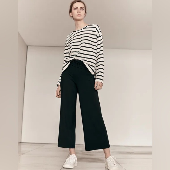 Me+Em Black Pull On Travel Crop Palazzo Pant Size Us 10 - Picture 1 of 9